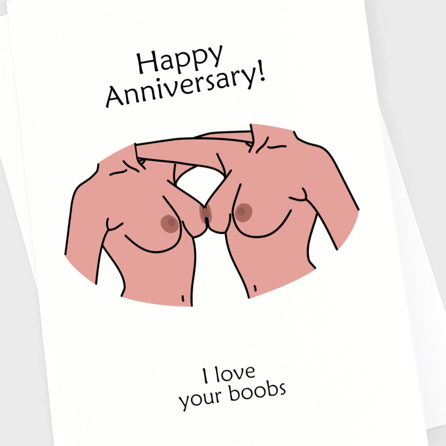 Zoomed in lesbian anniversary card with boobs.