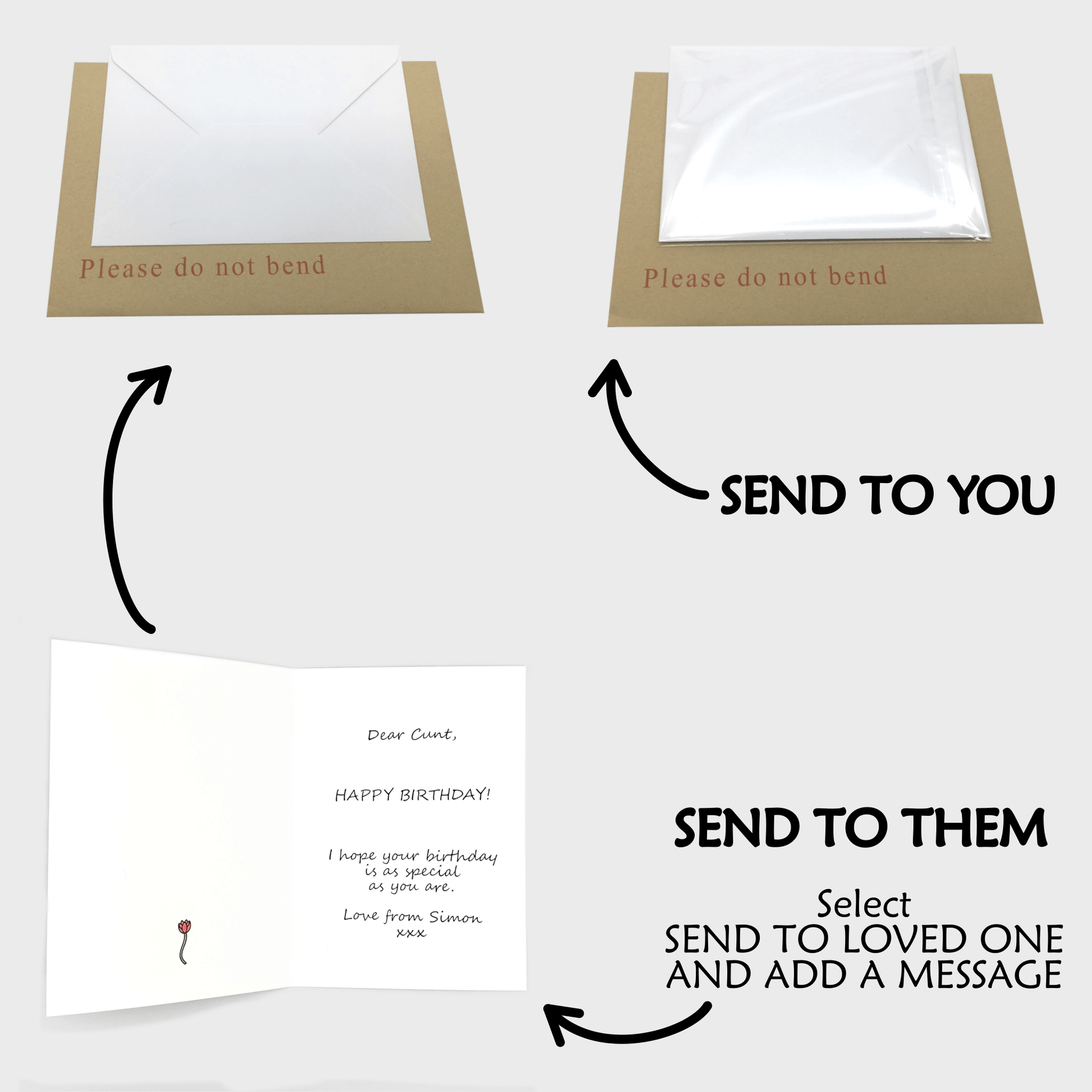 Infographic to show sending your card directly to your recipient.