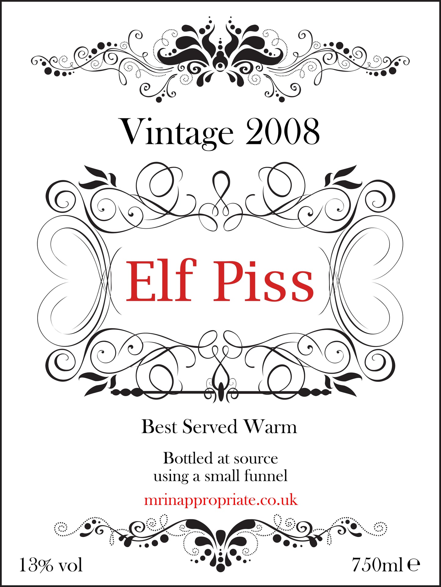 Christmas Wine Labels (x2) - Elf Piss