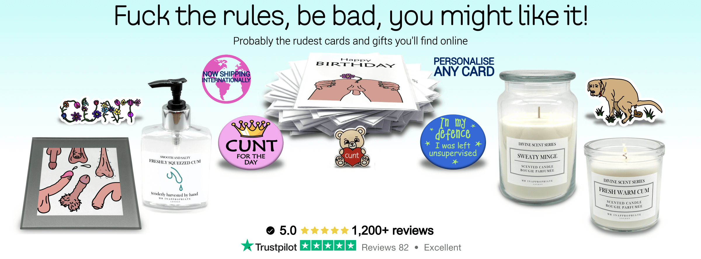 Mr. Inappropriate banner - probably the rudest cards and gifts you'll find online