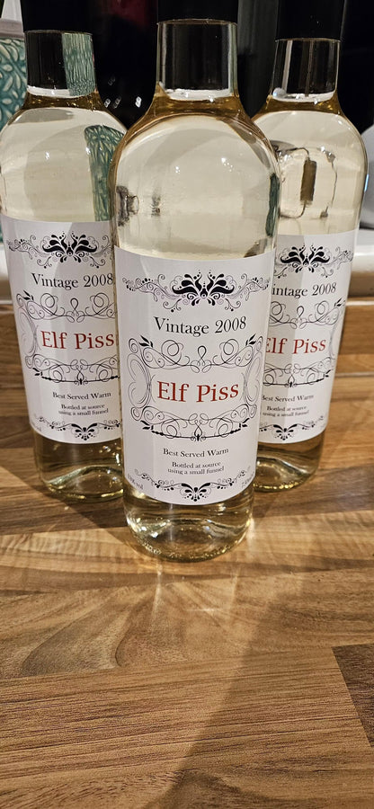 Christmas Wine Labels (x2) - Elf Piss