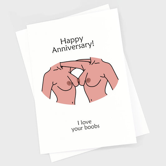 Lesbian anniversary card with boobs.