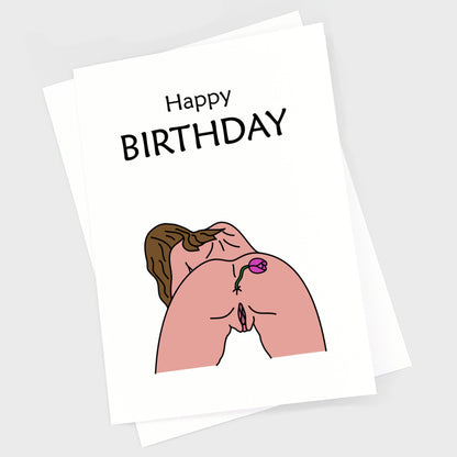 Birthday Card - Bum Flower Girl