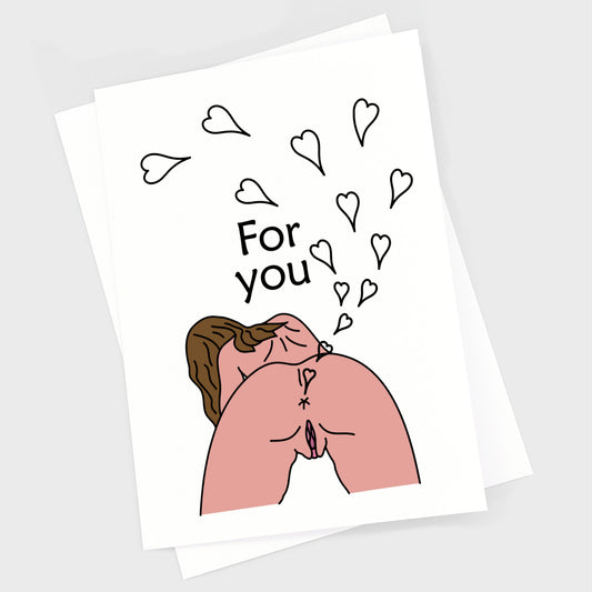 Valentine's Anniversary Card - Bum Heart Girl